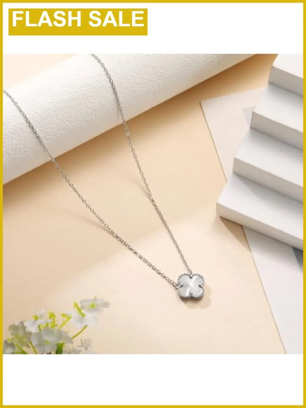 Four Leaf Clover Pendant Necklace 18K Gold Plated Lucky Minimalist Jewelry